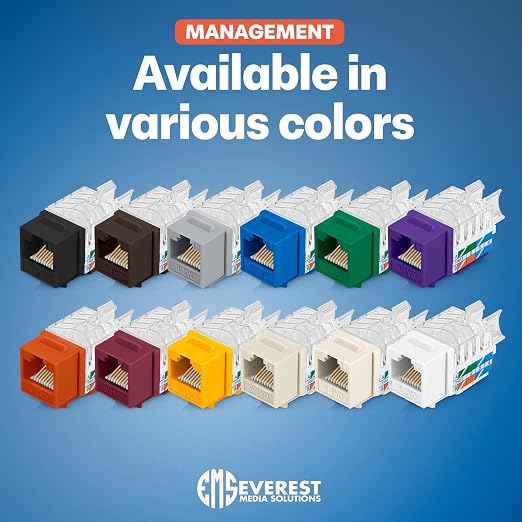 Everest 45° Angled RJ45 Cat6 Keystone Jacks 20-Pack in White - Image 9