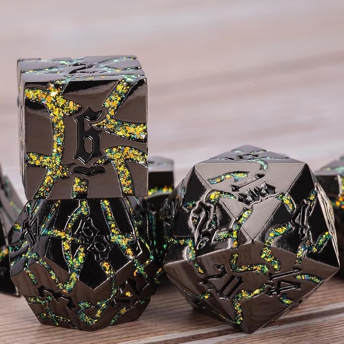 7PCS DND Dice Set, Metalli Crack Stripe Dice Set - Image 5