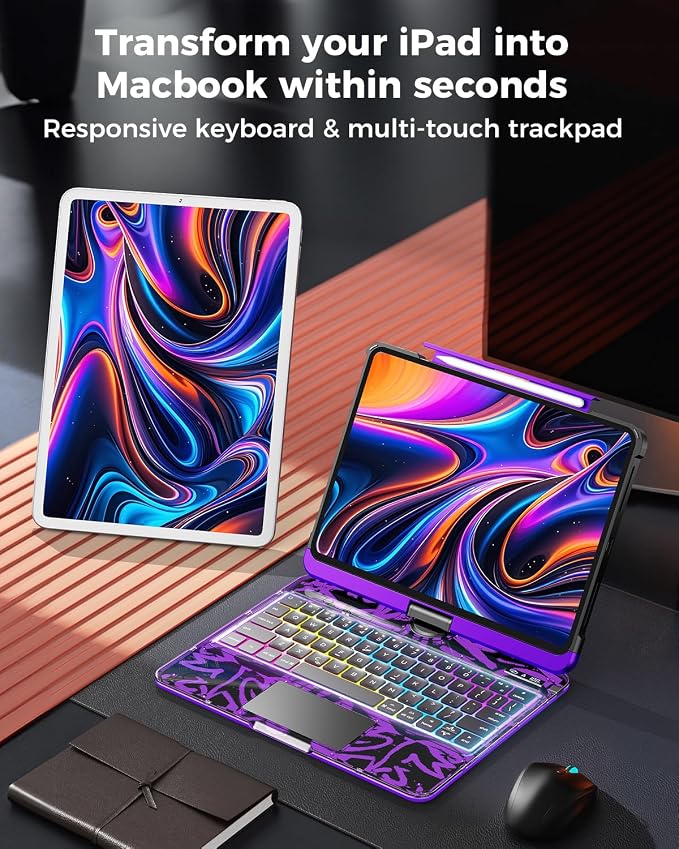 SIBEITU Keyboard Case for iPad Pro 13 Inch, 360 Rotatable iPad Pro 13 Clear - Image 6