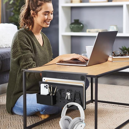 LUKETURE Desk Side Storage, No Drill Laptop Side Desk Mount, Steel Hanging - Image 8