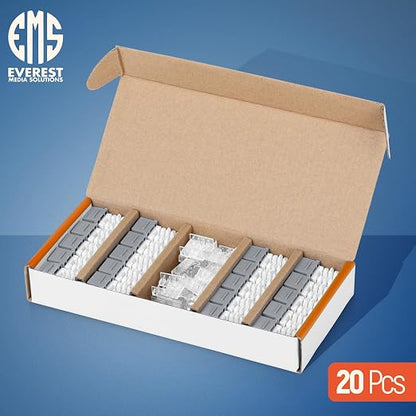 Everest 90° Angled RJ45 Cat6A Keystone Jacks 20-Pack in Gray - Image 2
