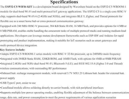 ESP32-C5 5GHz/2.4GHz Dual-Band Wi-Fi 6 Development Board, 240MHz RISC-V - Image 3