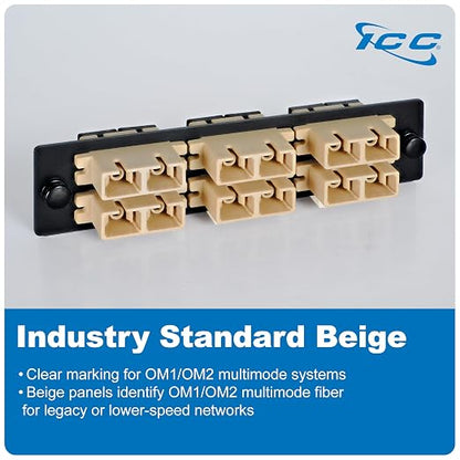 ICC SC-SC Fiber Optic Adapter Panel, LGX Compatible, 12 Fibers, Push Fasteners - Image 4