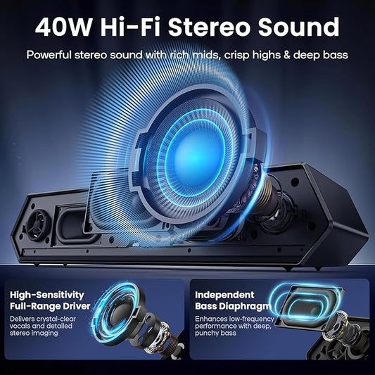 Deeyaple Computer Speakers, 40W Wireless Soundbar - Image 2