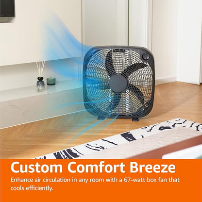 Amazon Basics 3 Speed Box Fan, Indoor Electric Fan - Image 4