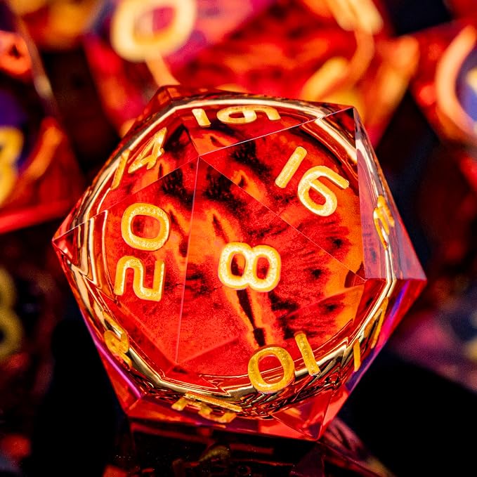Magic Golden Ring DND Dice Set Sharp Edge Red Gaze Eye Resin Dice - Image 3