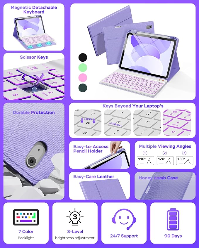 Folio Keyboard Case for iPad 10th Gen 10.9 inch and iPad 11th, Magnetic - Image 3