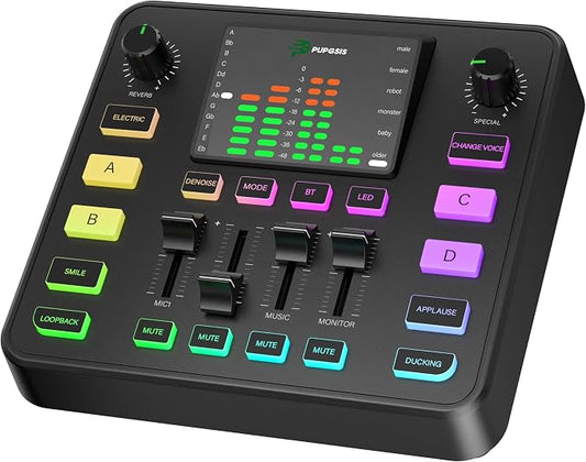Pupgsis Gaming Audio Mixer, Audio Interface, Sound Board by P+PUPGSIS