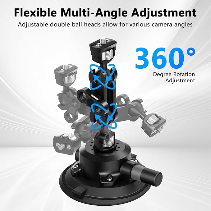 Camera Suction Cup Mount with Ball Head Magic Arm, 4.5" Metal Vacuum Suction - Image 7