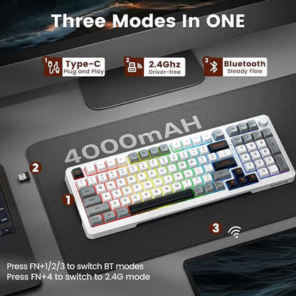 Redragon Wireless Mechanical Keyboard, 3 Mode Gasket Mounted RGB Gaming Keyboard - Image 5