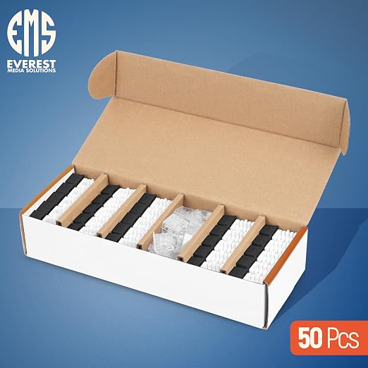 Everest 90° Angled RJ45 Cat6A Keystone Jacks 50-Pack in Black - Image 2