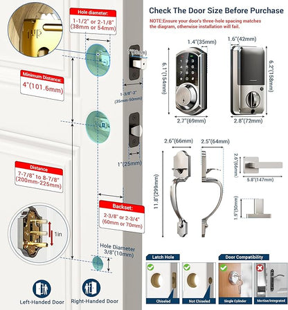 Veise VE06-H Smart Front Door Lock Set, App Control, Keyless Entry Deadbolt - Image 6