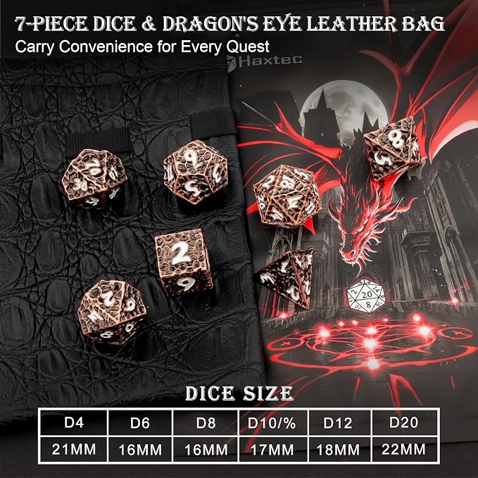 Haxtec Metal DND Dice Set Polyhedral D&D Dice Compatible - Image 8