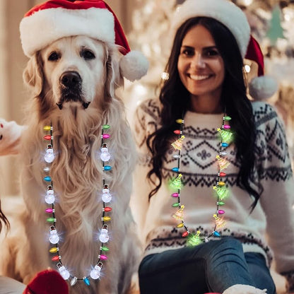 1PCS Light up Christmas Necklace Tree Bulb, 3 Modes Colorful Xmas Accessories - Image 6
