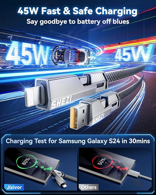 4-in-1 Compatible with USB C to Lightning Cable, 45W High-Speed Charging & Fast - Image 4