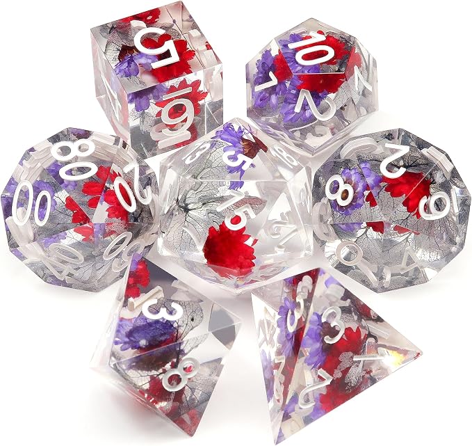 Haxtec Flower DND Dice Set Sharp Edge Dice - Image 7