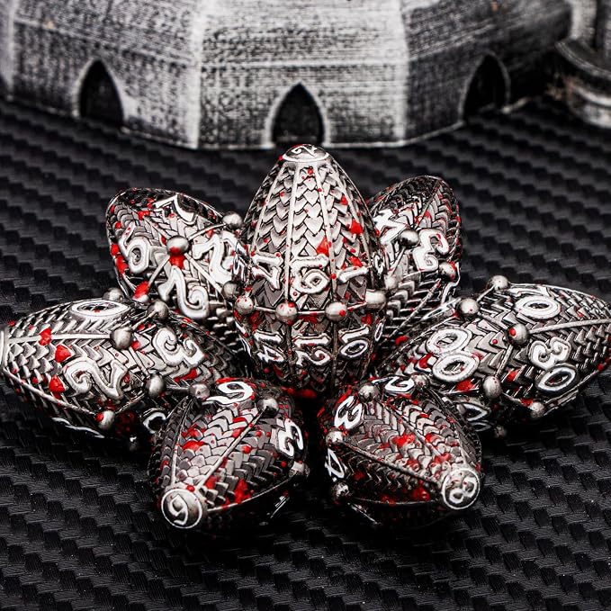 ARUOHHA DND Metal Dice Blood Splatter Dragon Egg Dice - Image 5