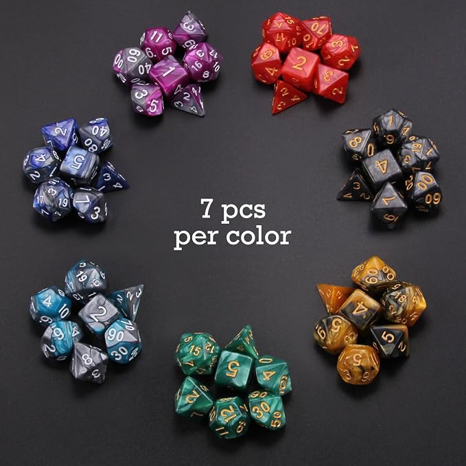 7 Sets Polyhedral Dice Set for Dungeons & Dragons/RPG, Complete D&D/DND Dice - Image 2