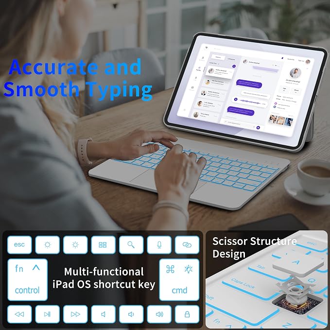 Keyboard Case for iPad 10th Generation and iPad 11th, Magnetic Detachable - Image 7