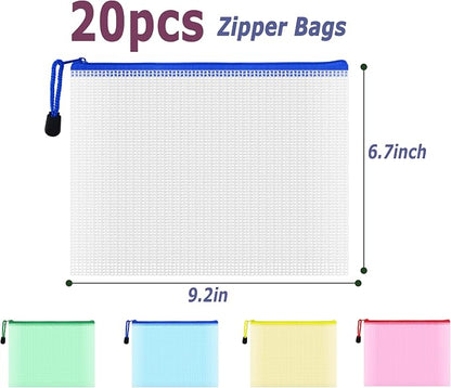 AUSTARK 20 Pcs Zipper File Bags, Plastic Mesh Pouch, Board Game Storage Bag - Image 2