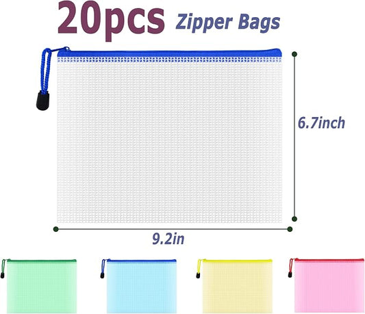 AUSTARK 20 Pcs Zipper File Bags, Plastic Mesh Pouch, Board Game Storage Bag - Image 2