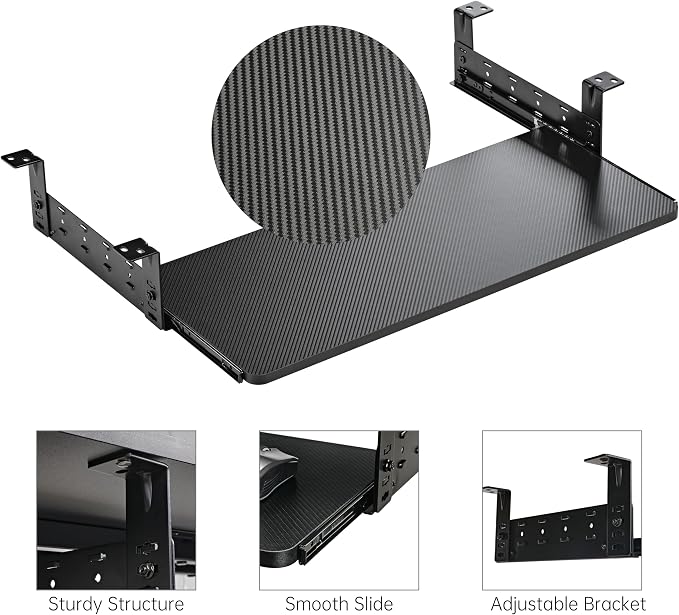 EUREKA ERGONOMIC Adjustable Keyboard Tray Under Desk, 28x11 Inch Large Slide - Image 6