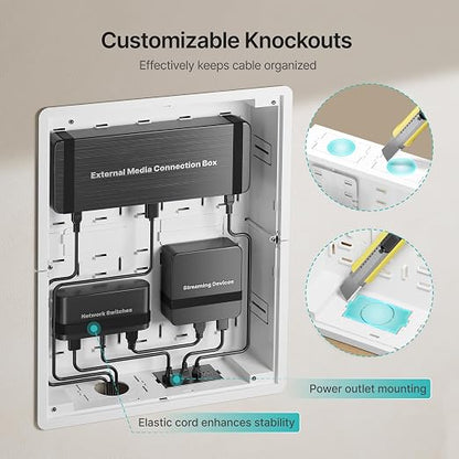 17" in-Wall Media Box, Recessed Outlet Wall Box, Structured Media Enclosure - Image 3