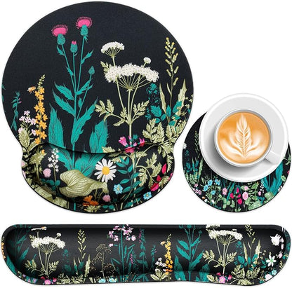 Mouse Pad with Wrist Rest Set, Qomolama 3-in-1 Wrist Support Mouse Pad Set by QOMOLAMA
