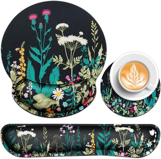 Mouse Pad with Wrist Rest Set, Qomolama 3-in-1 Wrist Support Mouse Pad Set by QOMOLAMA