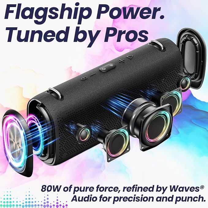 Vibe Pro Outdoor Bluetooth Speaker, 80W Peak Loud Portable Wireless Speaker - Image 4
