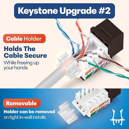 Everest 45° Angled RJ45 Cat6 Keystone Jacks 50-Pack in Brown - Image 4