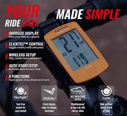 CATEYE Padrone Wireless Bike Computer – Oversized Display Cyclocomputer - Image 3