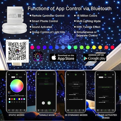 AKEPO Car Home Use APP Control Twinkle Fiber Optic Light Kit, 16W RGBW Dual - Image 2