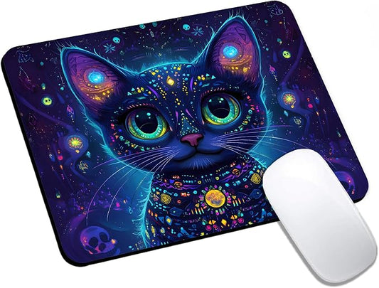 Mouse Pad, Cute Purple Cartoon Cat Mouse Pads by HUOCAIREN