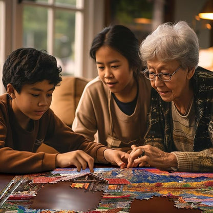 White Mountain Family Retreat Fall Puzzles 1000 Pieces Scenic Lake Cabin Puzzle - Image 5