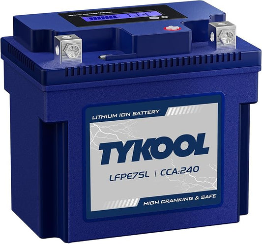 YTZ7S / YTX7L, 12V 4Ah 240CCA LiFePO4 Motorcycle Battery, Powersports Battery by TYKOOL