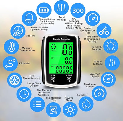 Bike Computer and Bicycle Odometer Wired MPH KM/H Bike Speedometer - Image 2