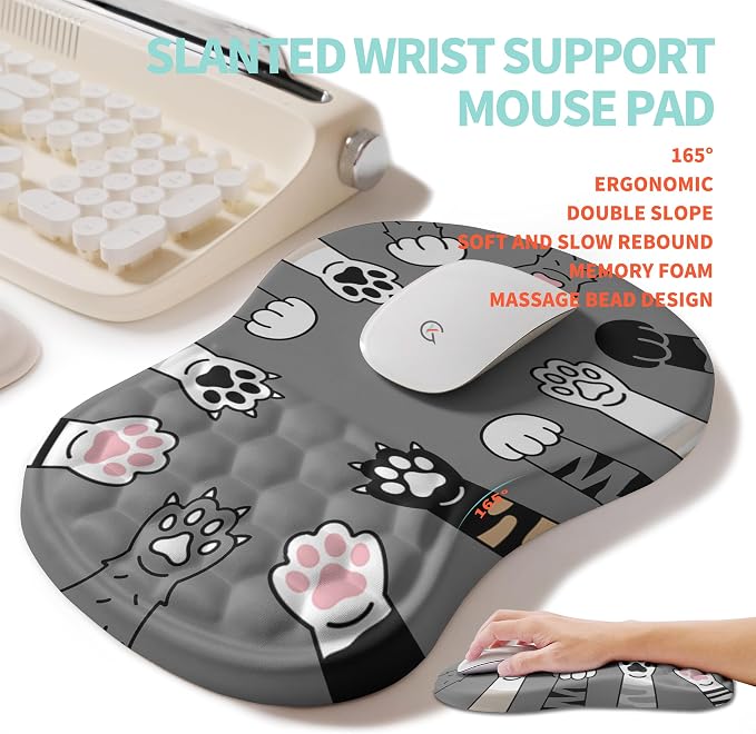 2-in-1 Ergonomic Set, Wave Rise Keyboard Wrist Rest and Massage Bulge Slope - Image 3