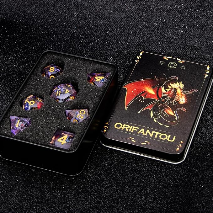 Butterfly DND Dice Purple Liquid Core Dice Set - Image 7