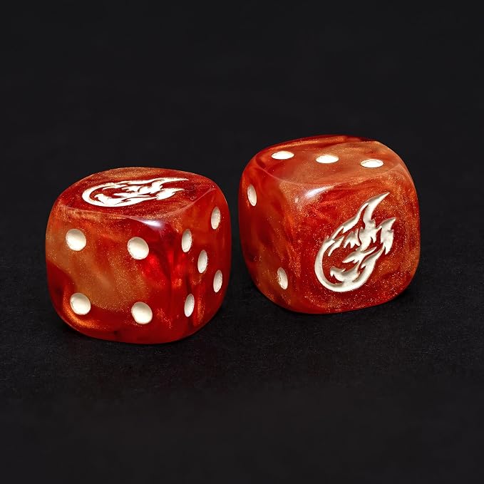 Fireball D6 Dice Set – 10 x 16mm Red & Orange Pearl Dice by DiceBell