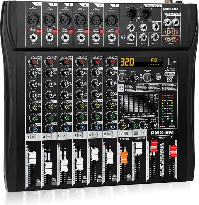 Audio Mixer 6 Channel Professional Mixer Console by MICNAUX