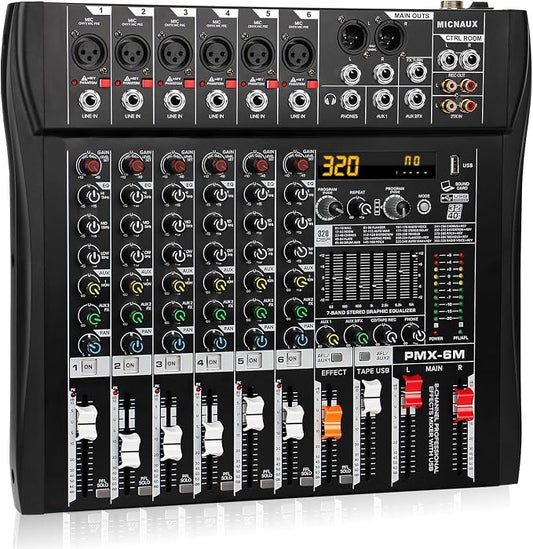 Audio Mixer 6 Channel Professional Mixer Console by MICNAUX