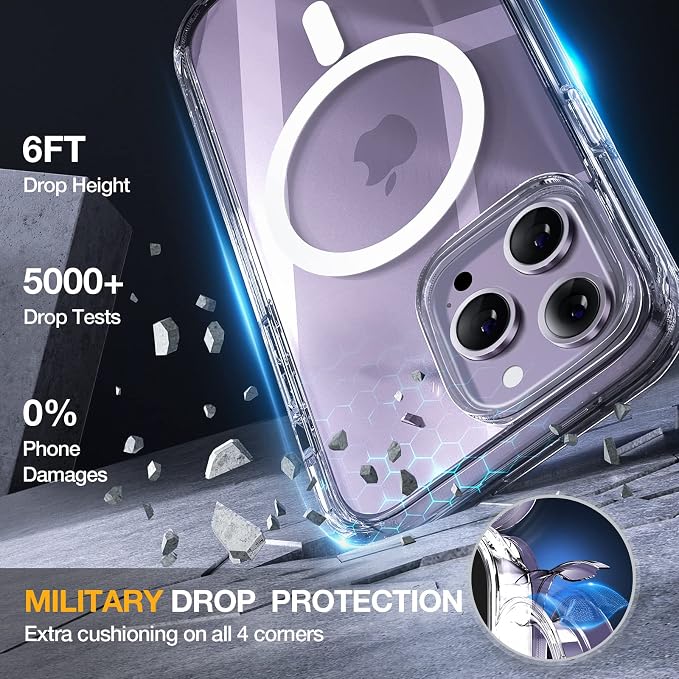 Miracase Magnetic for iPhone 14 Pro Case 6.1 inch, Upgrade Full-Body Clear - Image 4