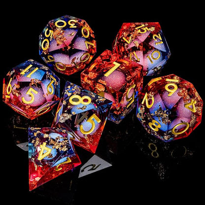 ARUOHHA Liquid Core DND Dice Set, RPG Golden Numbers Blue Red Dungeons - Image 6