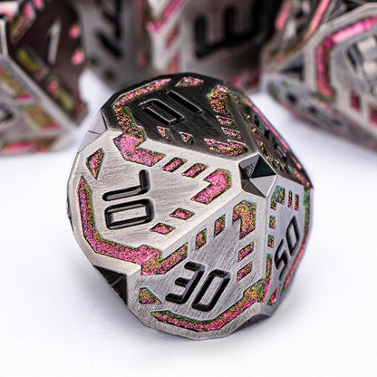 Metal DND Sci-fi Dice Set 7PCS Stripe Polyhedral Dice - Image 4