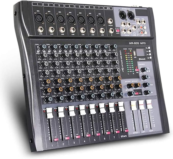G-MARK MR80S Audio Mixer Interface USB Bluetooth Mixing Console 8 Channel 48V - Image 4