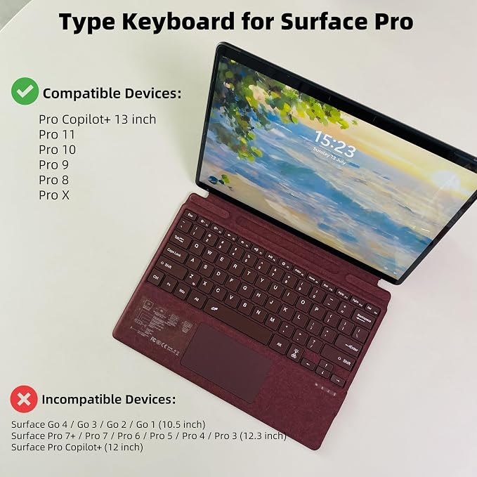 Keyboard for Microsoft Surface Pro Copilot+ / Pro 11 / Pro 10 / Pro 9 / Pro 8 / - Image 2