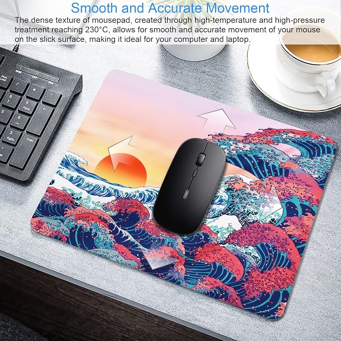 Japanese Ukiyo-e Ocean Waves Mouse Pad Personalized Design, Non-Slip Surface - Image 3