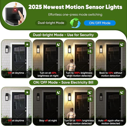 BesLowe Upgraded Motion Sensor Outdoor Wall Lights, 15” Dusk to Dawn Porch - Image 2