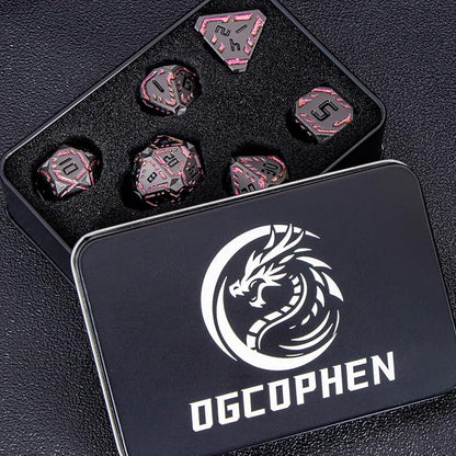 Metal DND Sci-fi Dice Set 7PCS Stripe Polyhedral Dice - Image 7